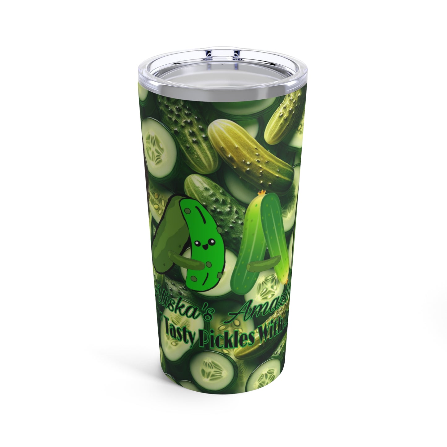 Tumbler 20oz - Aliska's Amazing Pickles for Lovers, Gift for Pickle Enthusiasts, Funny Foodie Cup, Pickle Lover Present, Cute Jar Design,