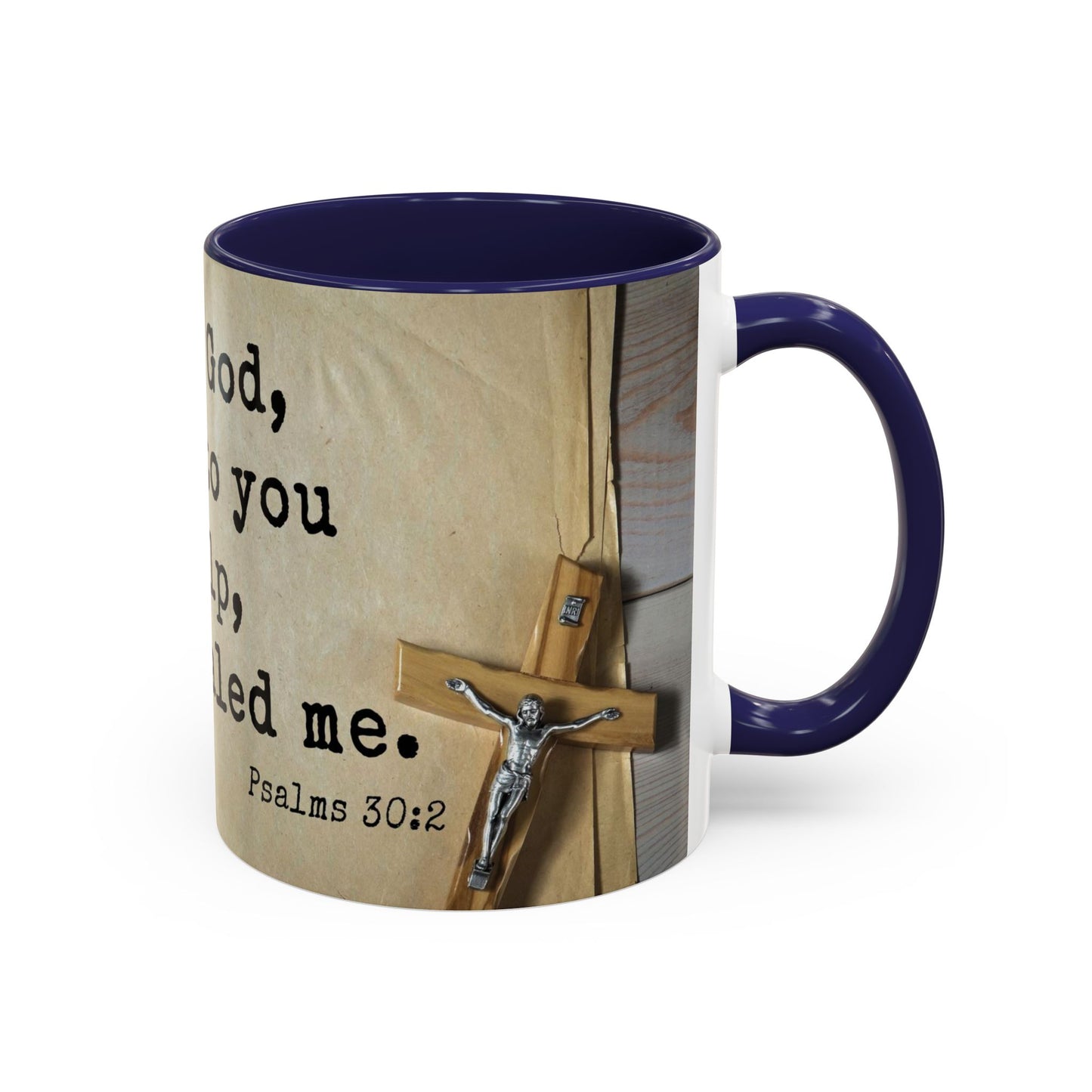 Psalms 30:2 Healing Scripture Accent Coffee Mug, 11oz