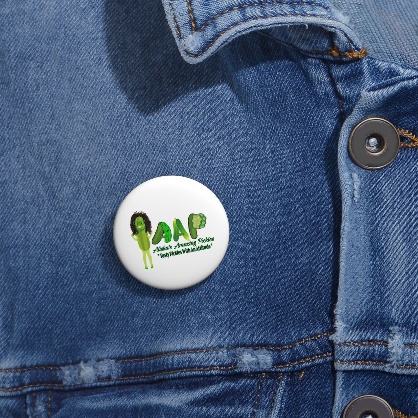 Custom Pin Buttons - Aliska's Amazing Pickle partnership and community, Pickle Button, Custom Pin Badge, Creative Pinback Button, Fun Pins,