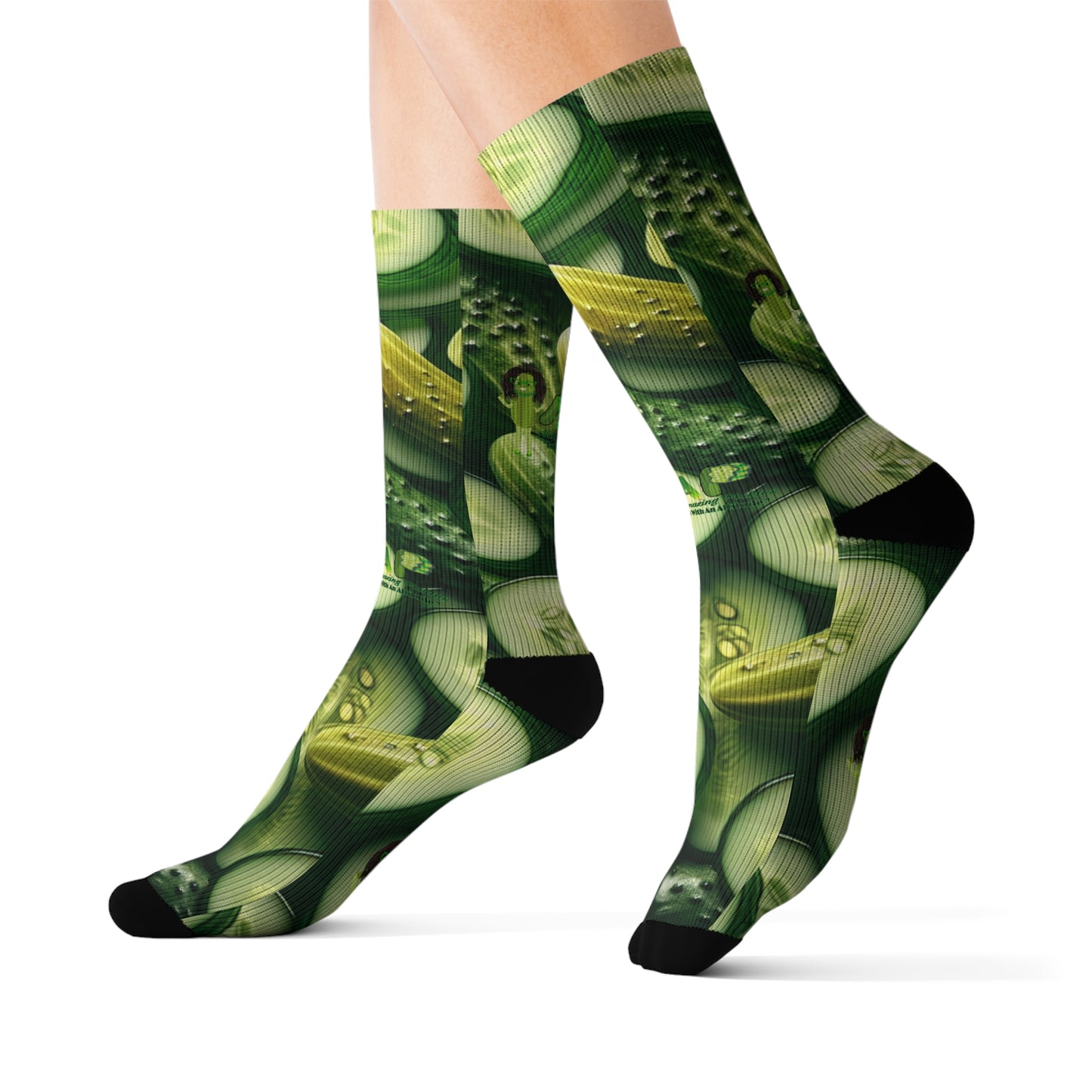 Sublimation Socks - Aliska's Amazing Pickles Tasty Specialty Gourmet Pickles, Fun Foodie Gift, Unique Novelty Apparel, Custom Food Lover