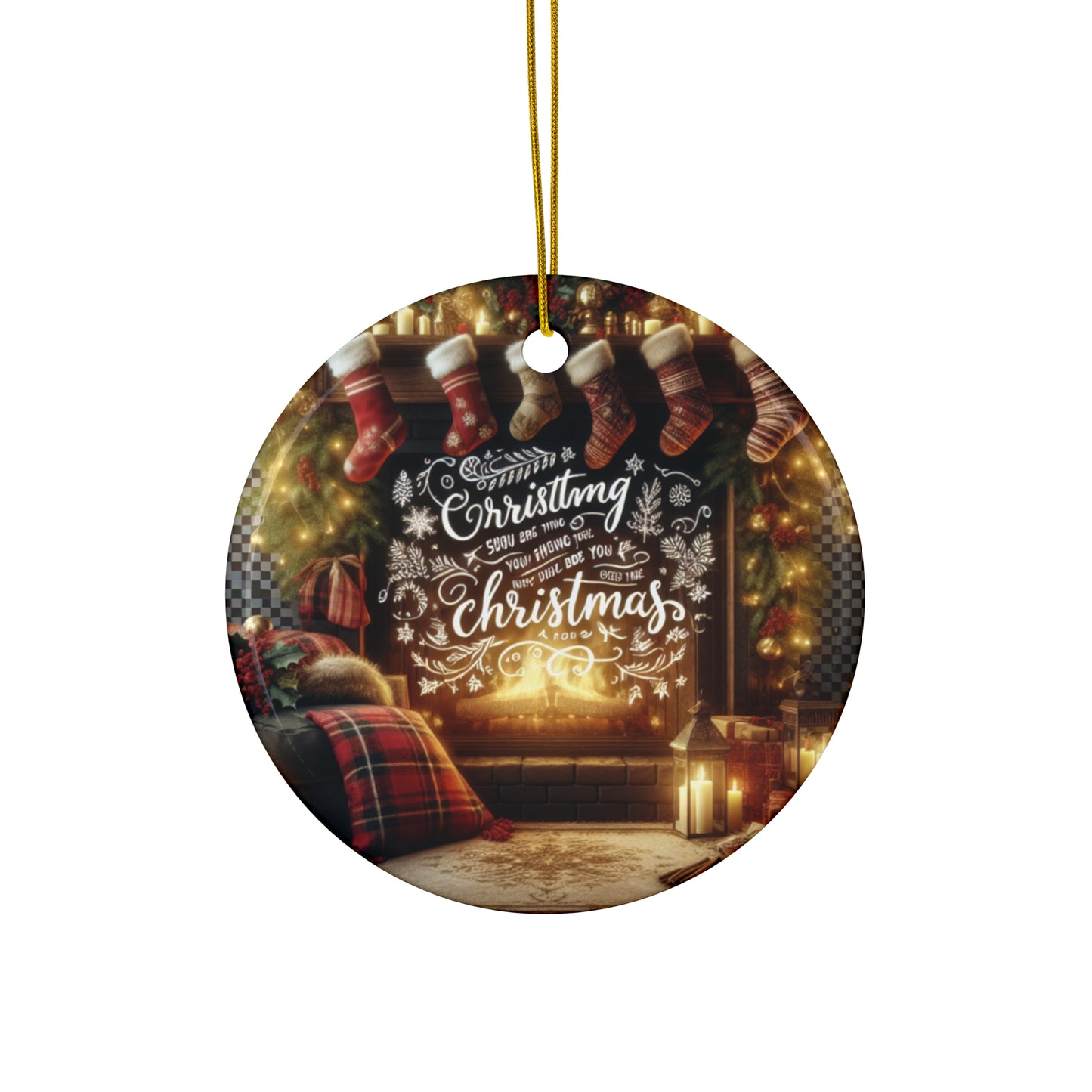 Ceramic Ornament - Fireplace Merry Christmas, Holiday Decor, Christmas Tree Decoration, Xmas Gift, Festive Ornament, Holiday Home Decor