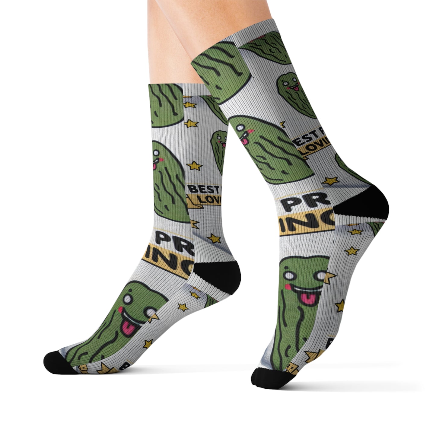 Sublimation Socks - Best Dad Love Pickles, Father's Day Gift, Funny Food Lover Present, Novelty Dad Socks, Gift for Pickle Fan