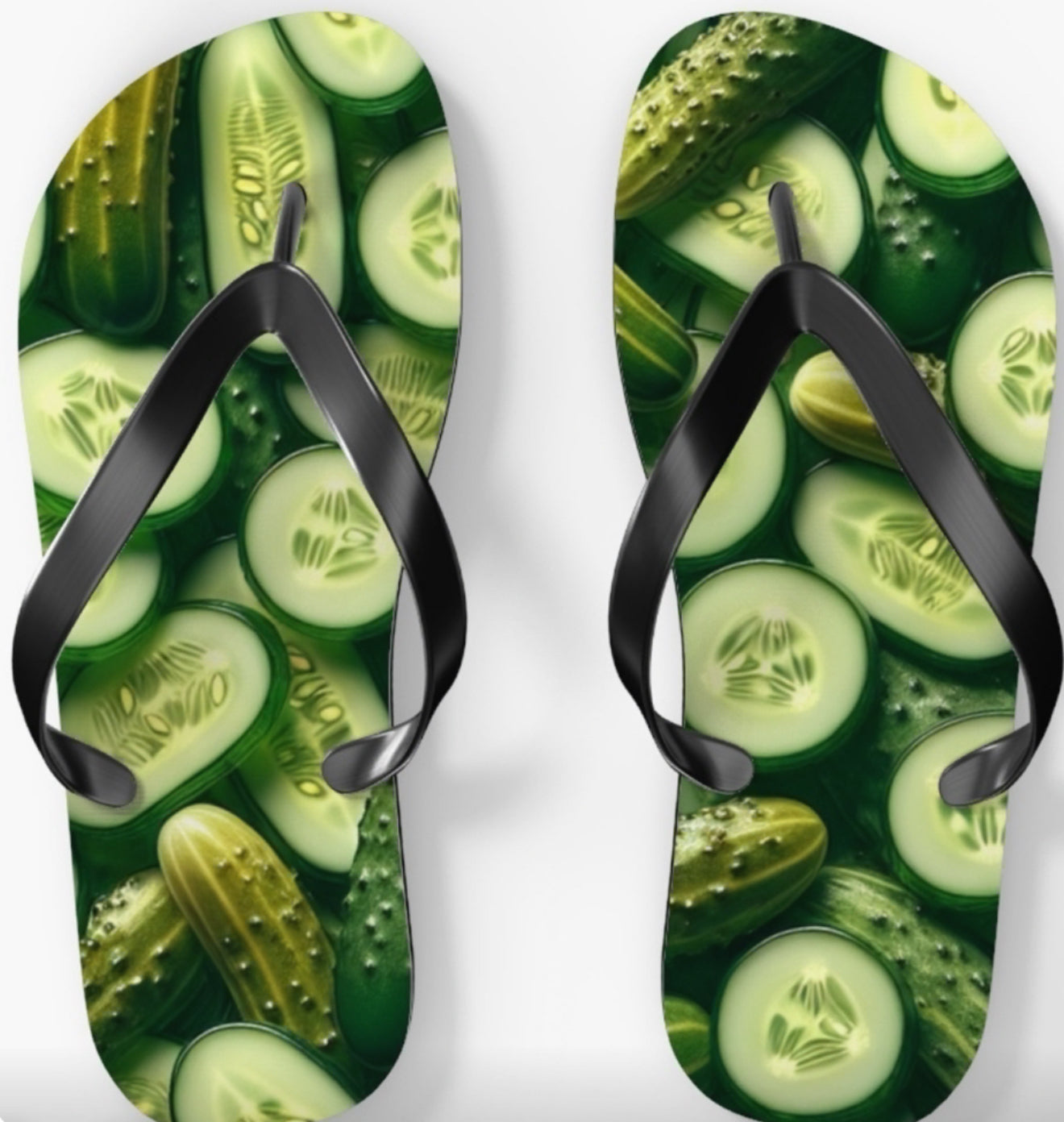 Pickling Pickle Lover Flip Flops - Pickle Themed Sandals, Pickle Fan Footwear, Foodie Gift Shoes, Summer Beach Flip Flops, Funny Food Lover