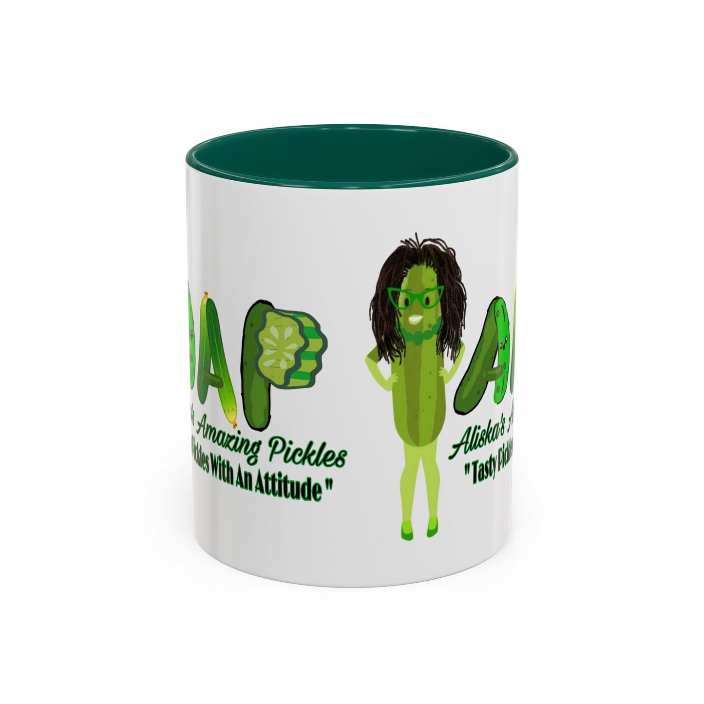 Colorful Mugs, Aliska's Amazing Pickle Posse Mug, Funny Coffee Cup, Unique Tea Mug, Ceramic Drinkware, Kitchen Gift, Pickle Lover Gift,