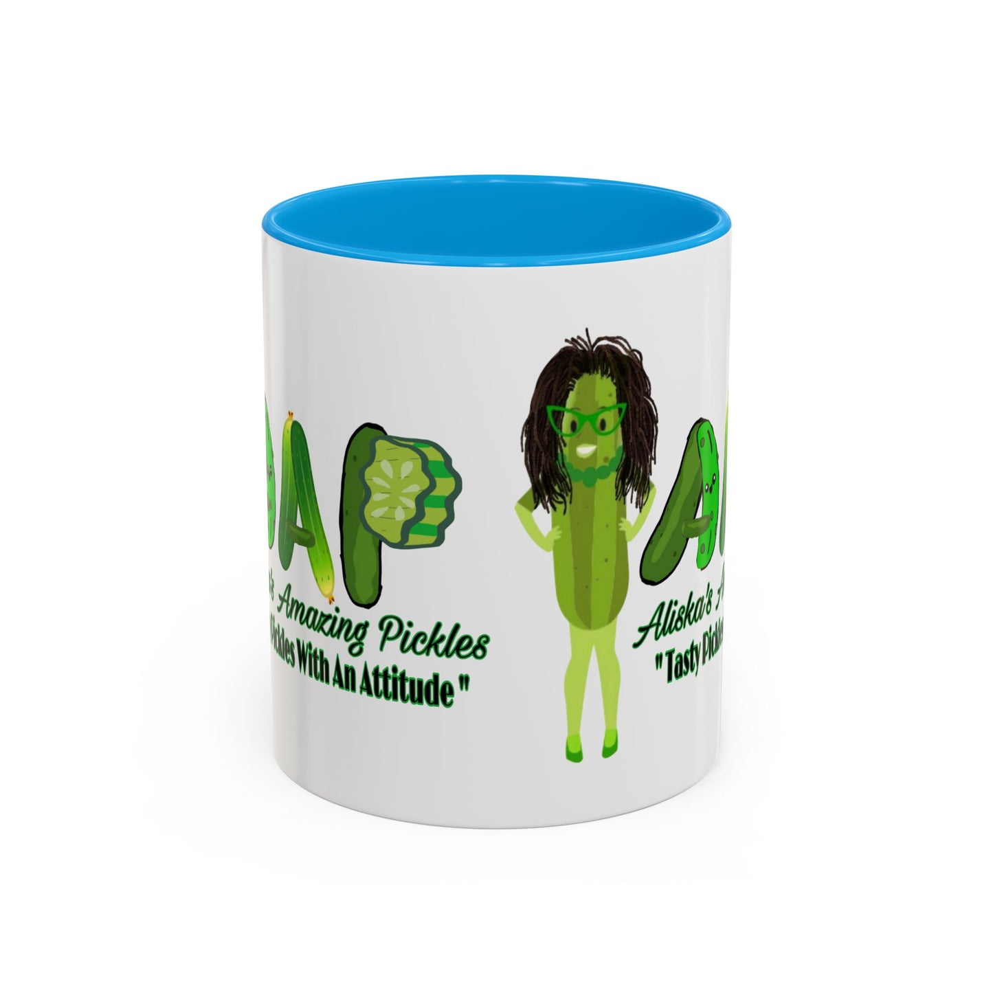 Colorful Mugs, Aliska's Amazing Pickle Posse Mug, Funny Coffee Cup, Unique Tea Mug, Ceramic Drinkware, Kitchen Gift, Pickle Lover Gift,