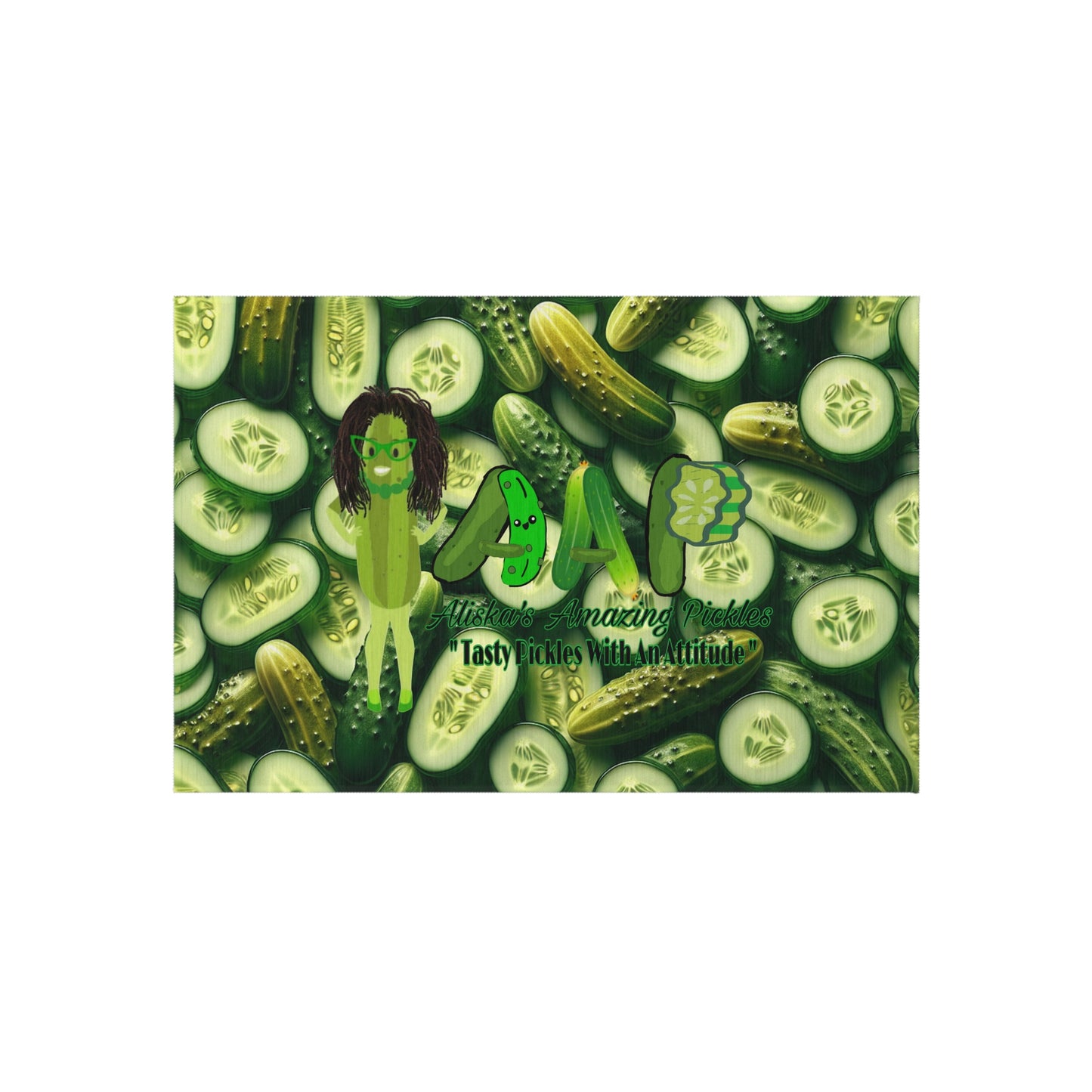 Outdoor Rug - Alisk'a Amazing Pickles Pickle Lovers, Pickle Rug, Kitchen Decor, Foodie Gift, Cooking Mat, Home Accent