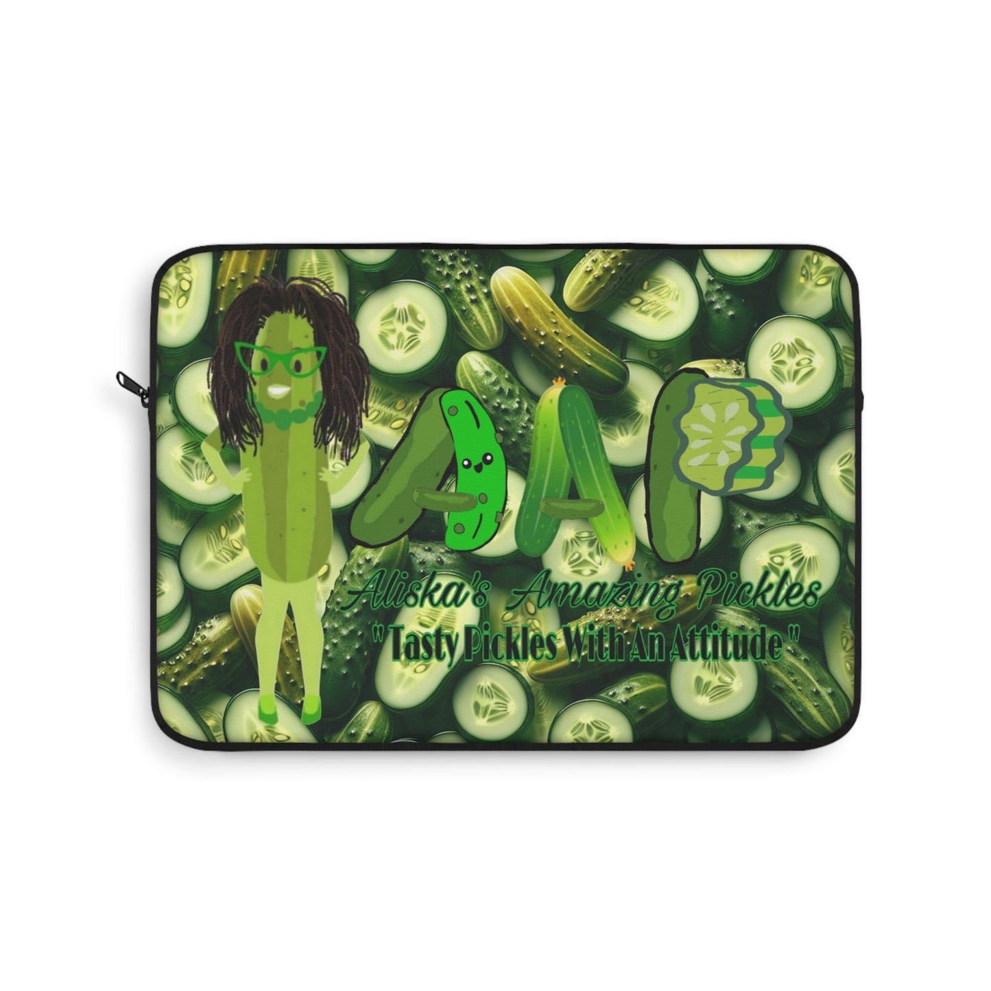 Aliska's Amazing Pickles Laptop Sleeve - Quirky Tech Accessories, Fun Computer Case, Cute Tablet Cover, Unique Electronic Device Sleeve,