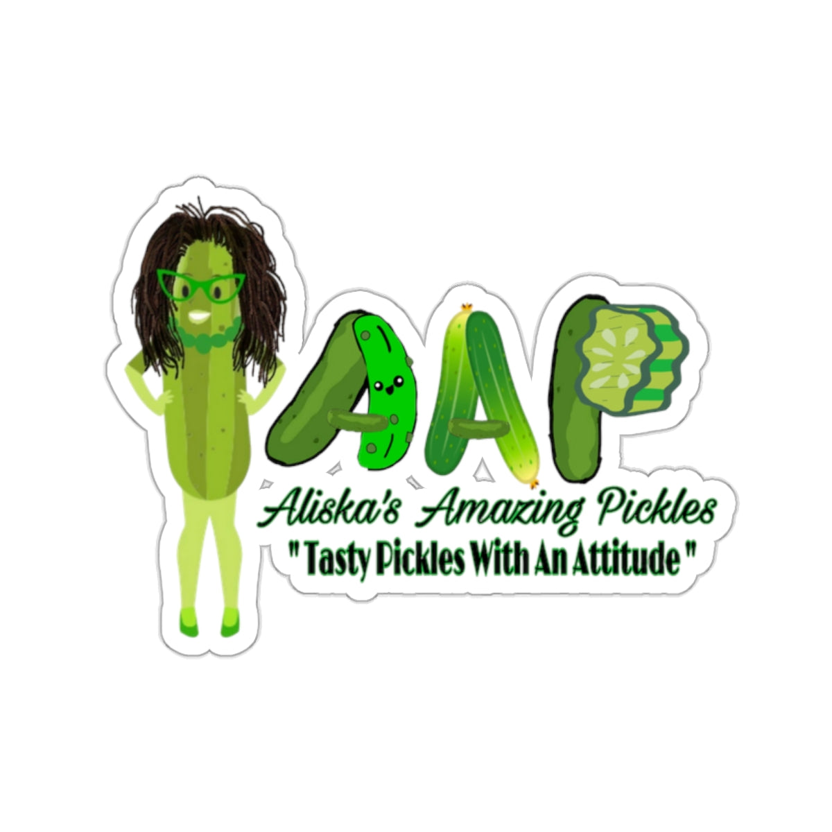 Kiss-Cut Stickers - Aliska's Amazing Pickles, Foodie Stickers, Jar Labels, Cute Pickle Decals, Waterproof Sticker Set