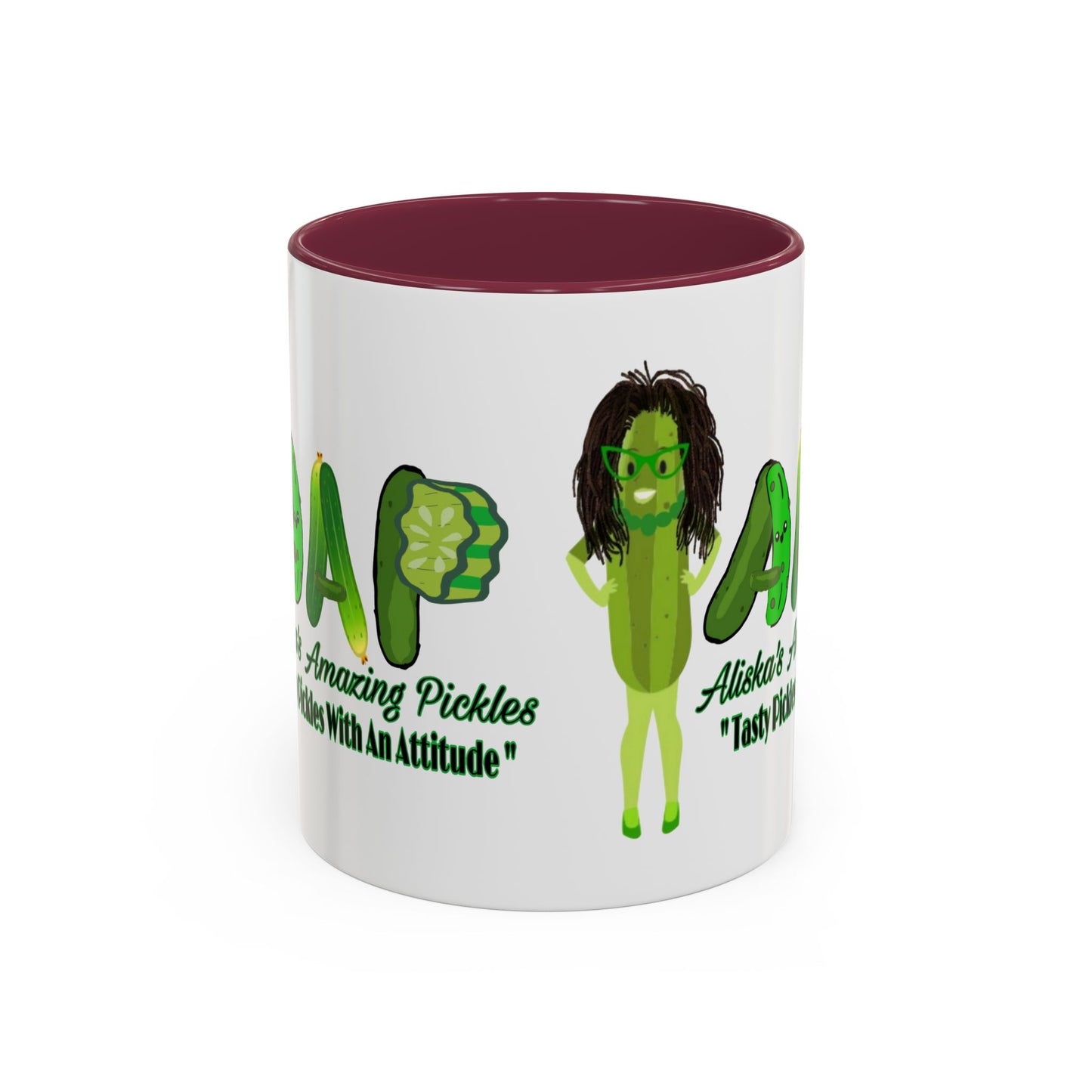 Colorful Mugs, Aliska's Amazing Pickle Posse Mug, Funny Coffee Cup, Unique Tea Mug, Ceramic Drinkware, Kitchen Gift, Pickle Lover Gift,