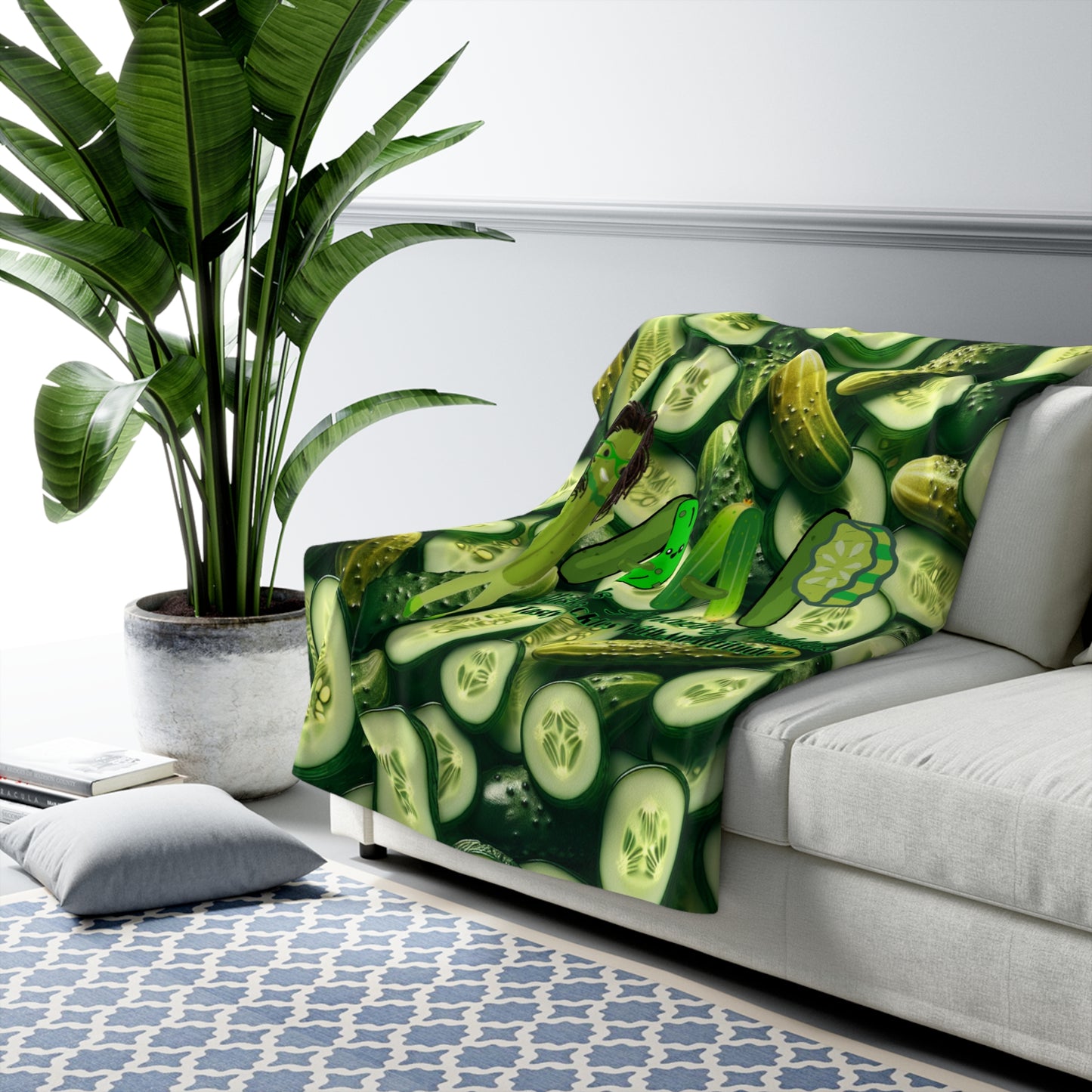 Sherpa Fleece Blanket, Aliska's Amazing Pickles Tasty Pickles with an Attitude, Cozy Throw Blanket, Fun Foodie Home Decor, Unique Snack