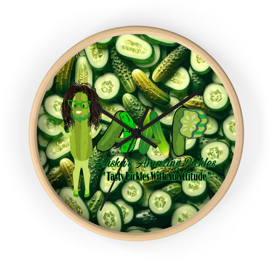 Aliska's Amazing Pickles Wall Clock - Pickle Lovers Home Decor, Unique Kitchen Clock, Funny Foodie Gift, Kitchen Wall Art, Quirky Gift Idea