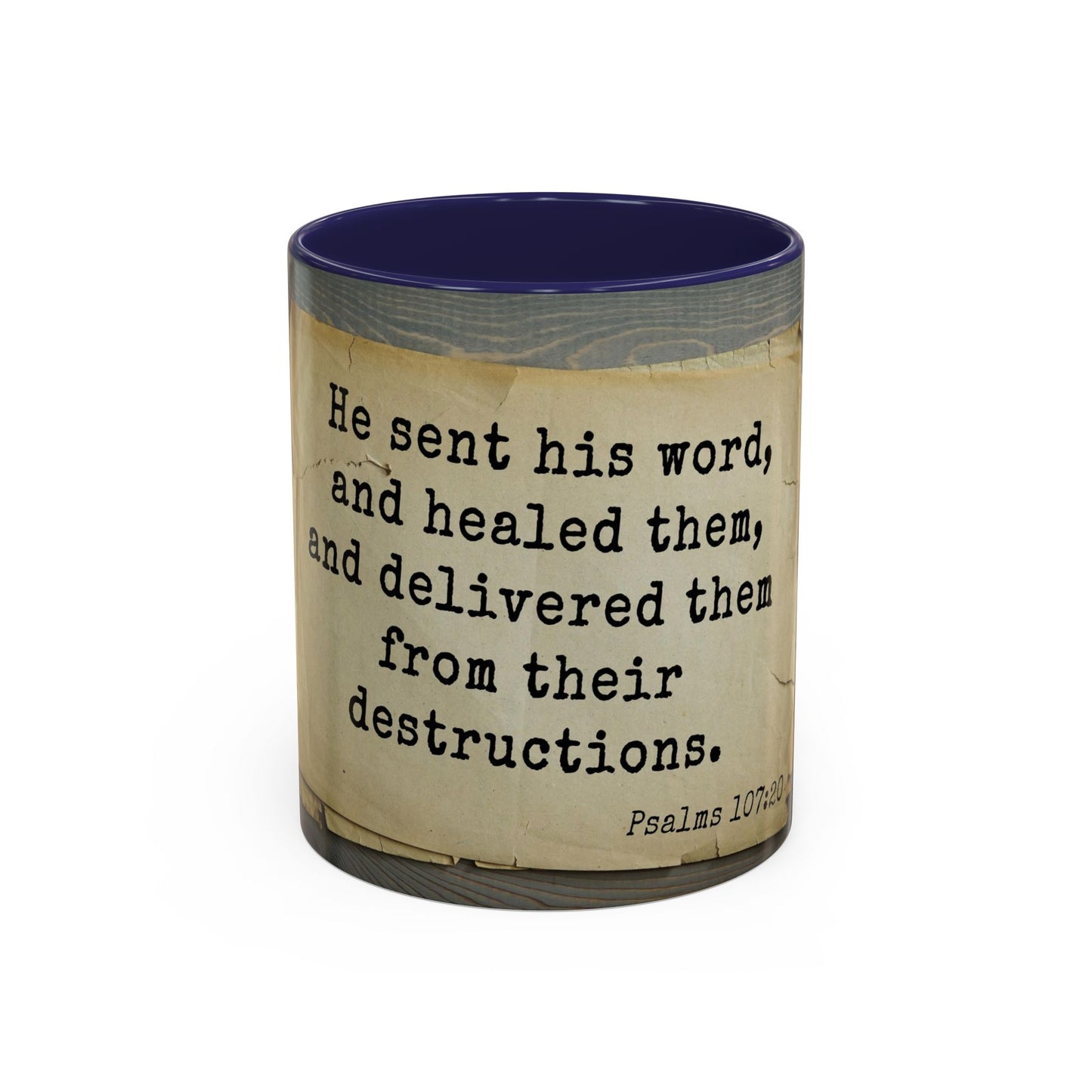 Psalma 107:20 Bible Scripture Accent Coffee Mug, 11oz