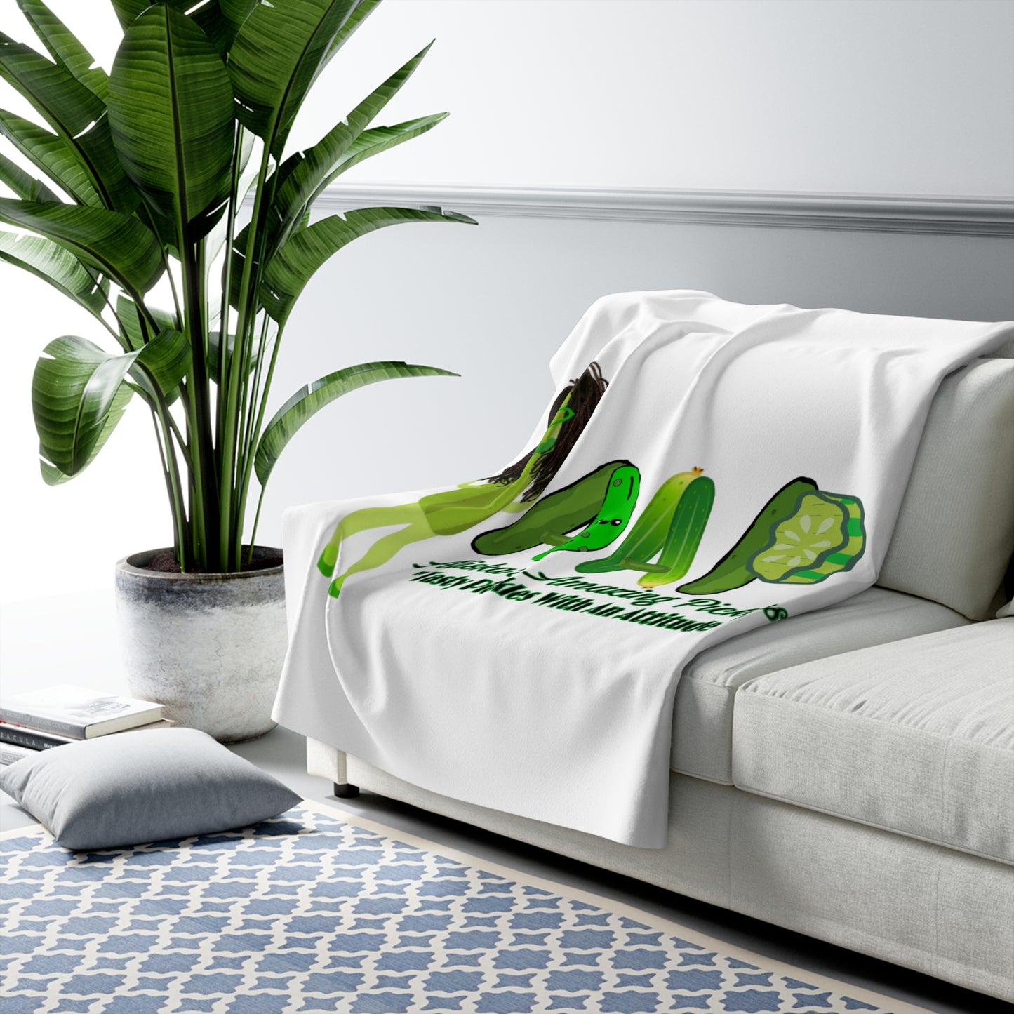 Sherpa Fleece Blanket, Aliska's Pickles Design, Cozy Home Decor, Unique Gift Idea, Personalized Throw Blanket, Foodie Gift, Custom Bedding