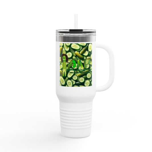 Aliska's Amazing Pickles Pickle Lovers Insulated Travel Mug, 40oz - Gift for Pickle Enthusiasts, Funny Pickle Fan Cup, Pickle Appreciation