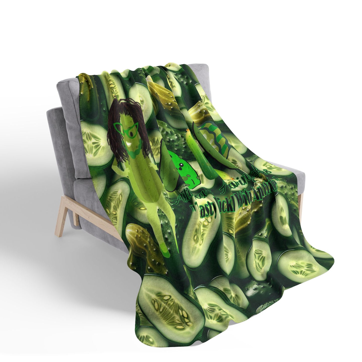 Sherpa Blanket, Aliska's Amazing Pickles Family, Cozy Throw, Personalized Blanket, Gift for Pickle Lovers, Custom Name Blanket,