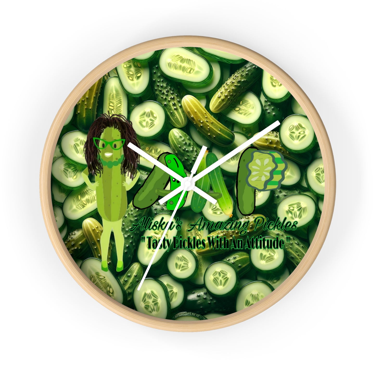 Aliska's Amazing Pickles Wall Clock - Pickle Lovers Home Decor, Unique Kitchen Clock, Funny Foodie Gift, Kitchen Wall Art, Quirky Gift Idea
