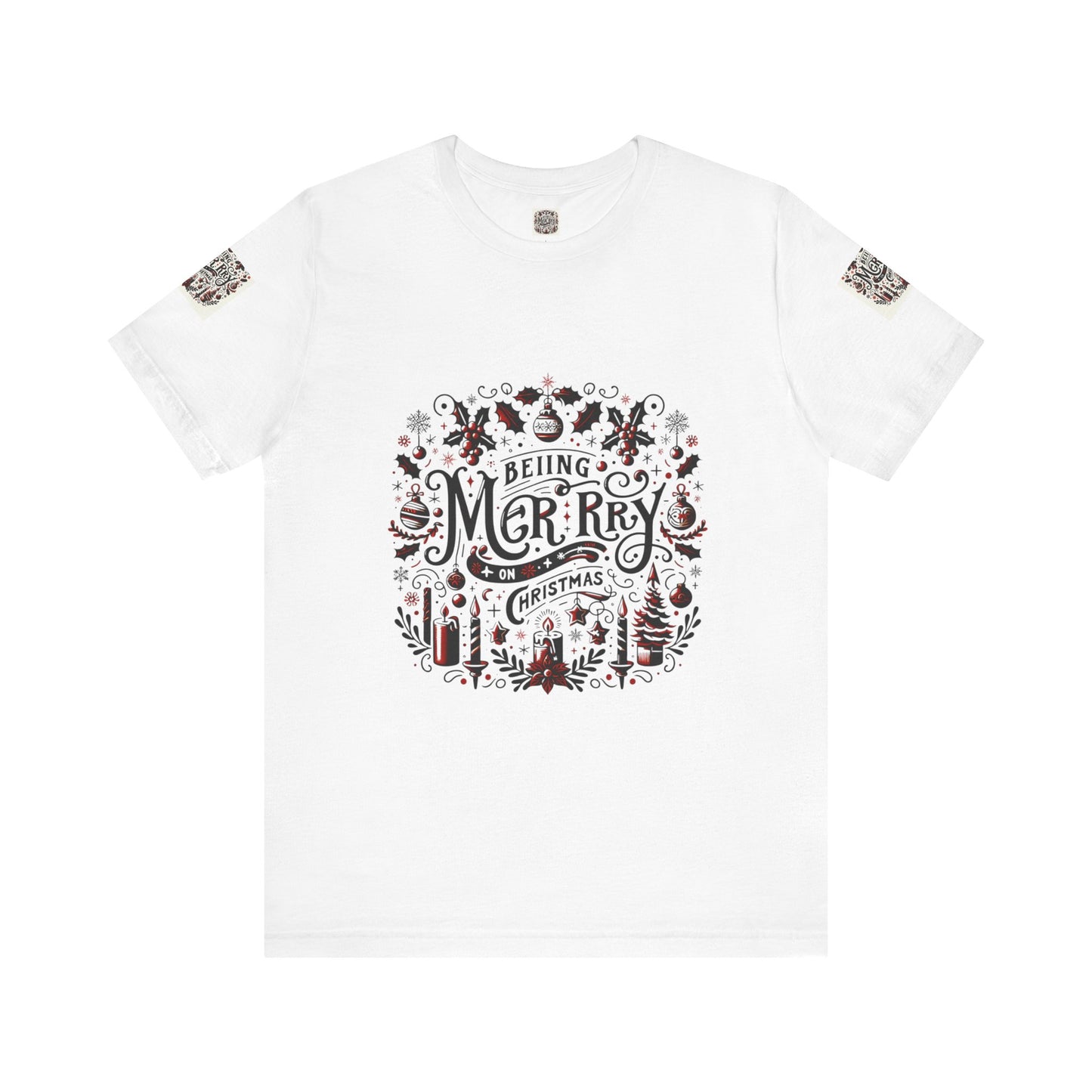 Christmas Cheer Unisex Tee, Holiday Festive T-Shirt, Merry Beiing Design Shirt, Xmas Celebration Apparel, Joyful Winter Top