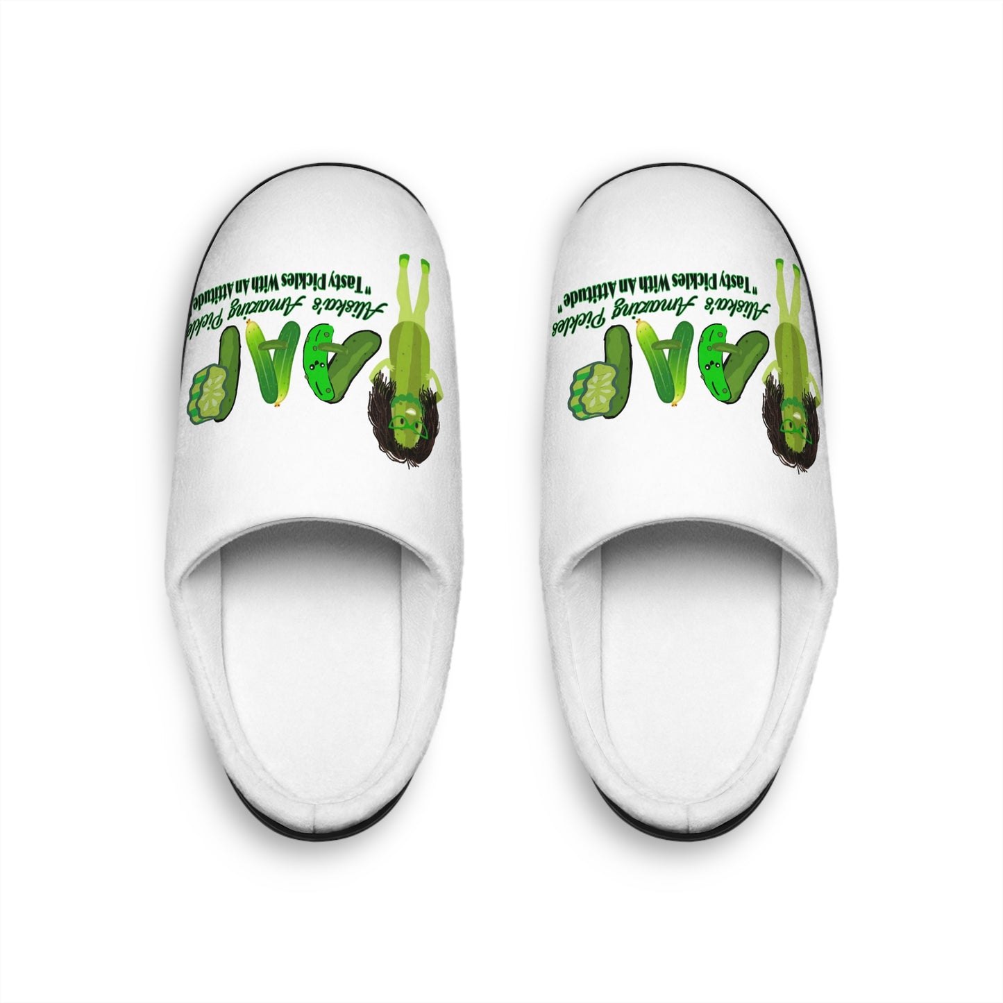 Men's Slippers, Aliska's Amazing Pickles Pickle Lovers, Indoor Winter Shoes, House Shoes for Him, Cozy Slip-ons for Men, Gift for Pickle