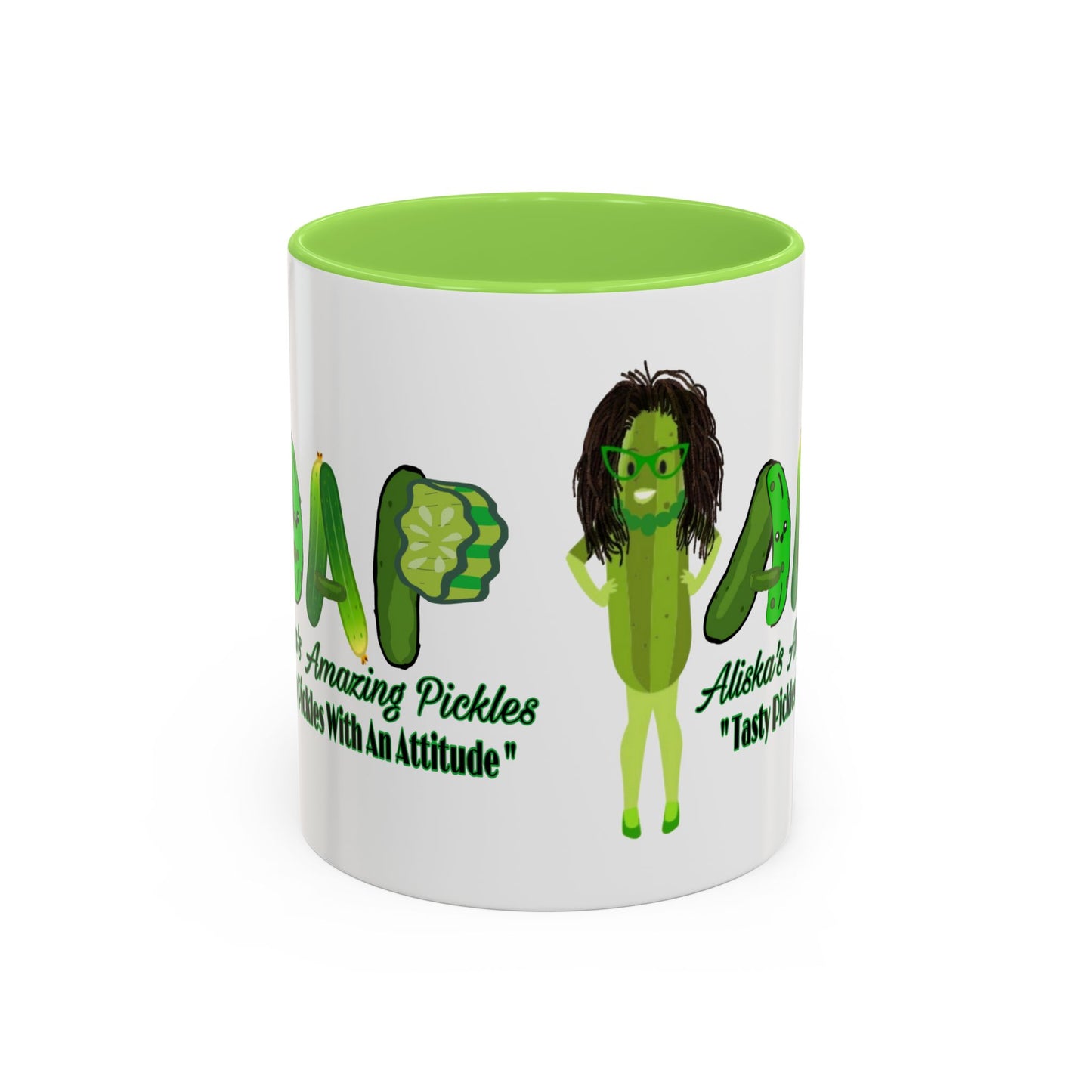 Colorful Mugs, Aliska's Amazing Pickle Posse Mug, Funny Coffee Cup, Unique Tea Mug, Ceramic Drinkware, Kitchen Gift, Pickle Lover Gift,