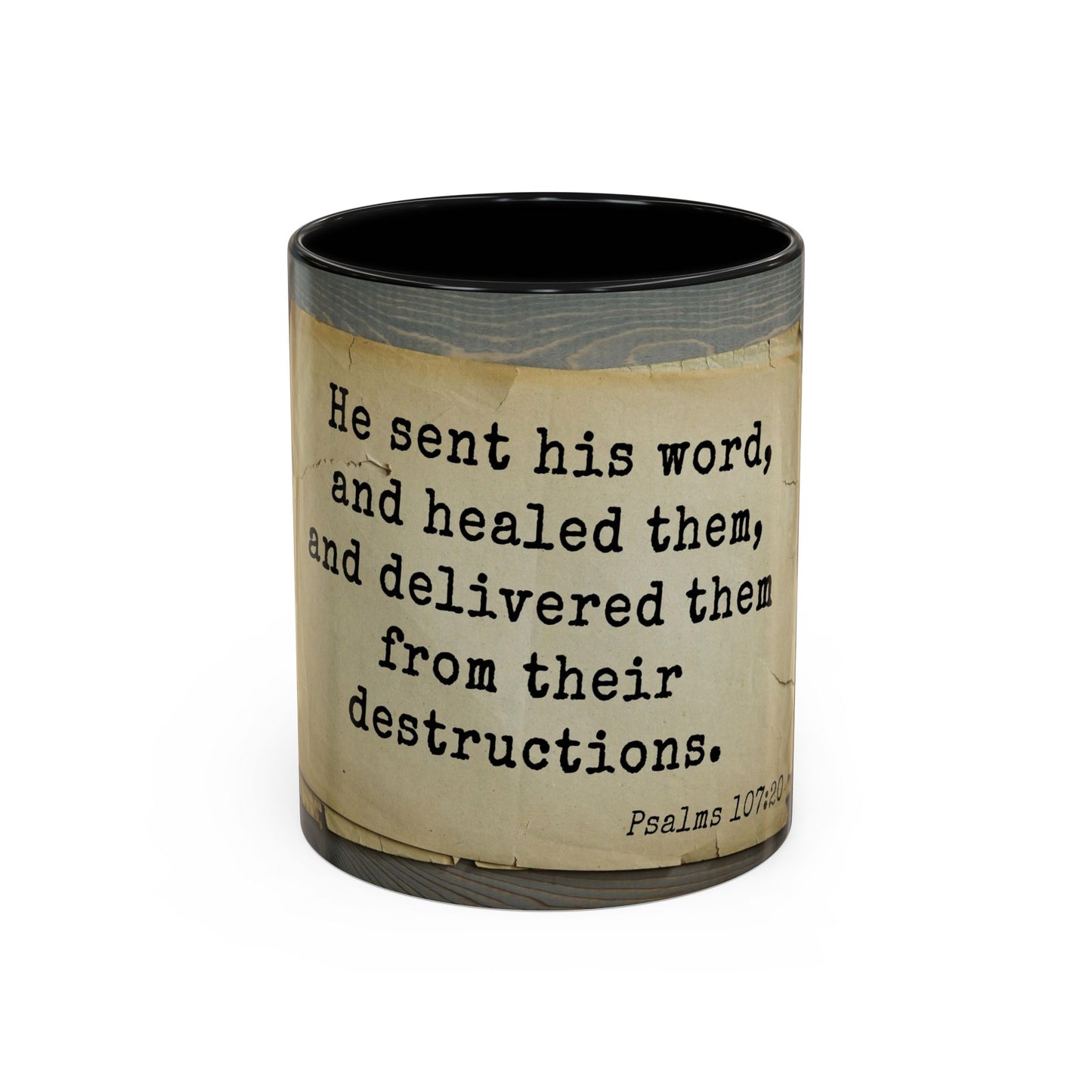 Psalma 107:20 Bible Scripture Accent Coffee Mug, 11oz
