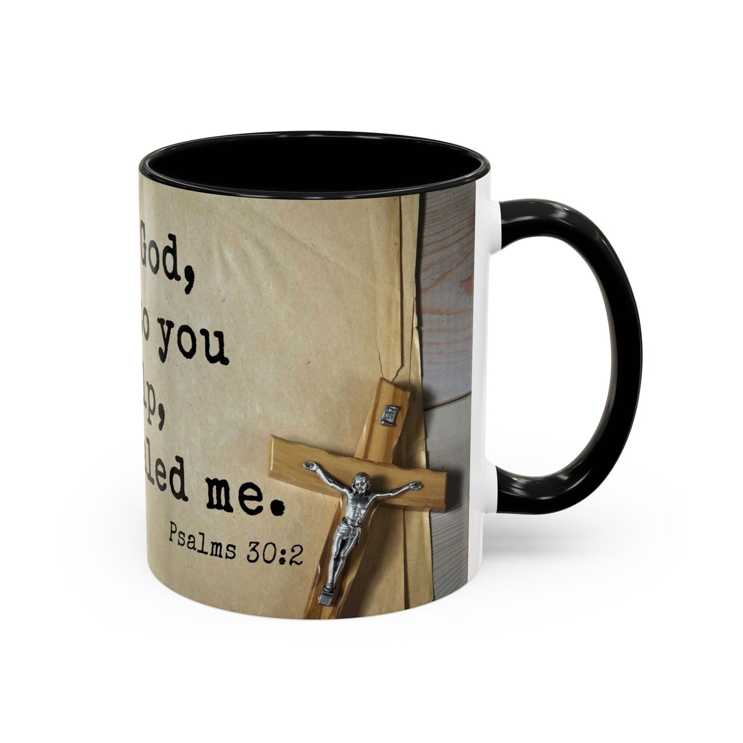 Psalms 30:2 Healing Scripture Accent Coffee Mug, 11oz