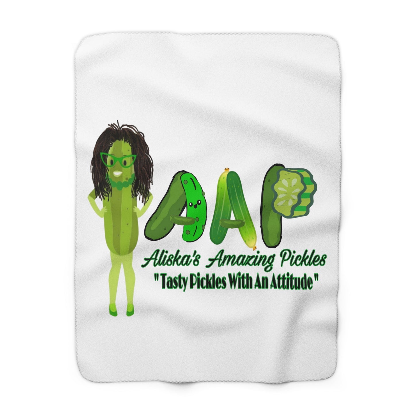 Sherpa Fleece Blanket, Aliska's Pickles Design, Cozy Home Decor, Unique Gift Idea, Personalized Throw Blanket, Foodie Gift, Custom Bedding