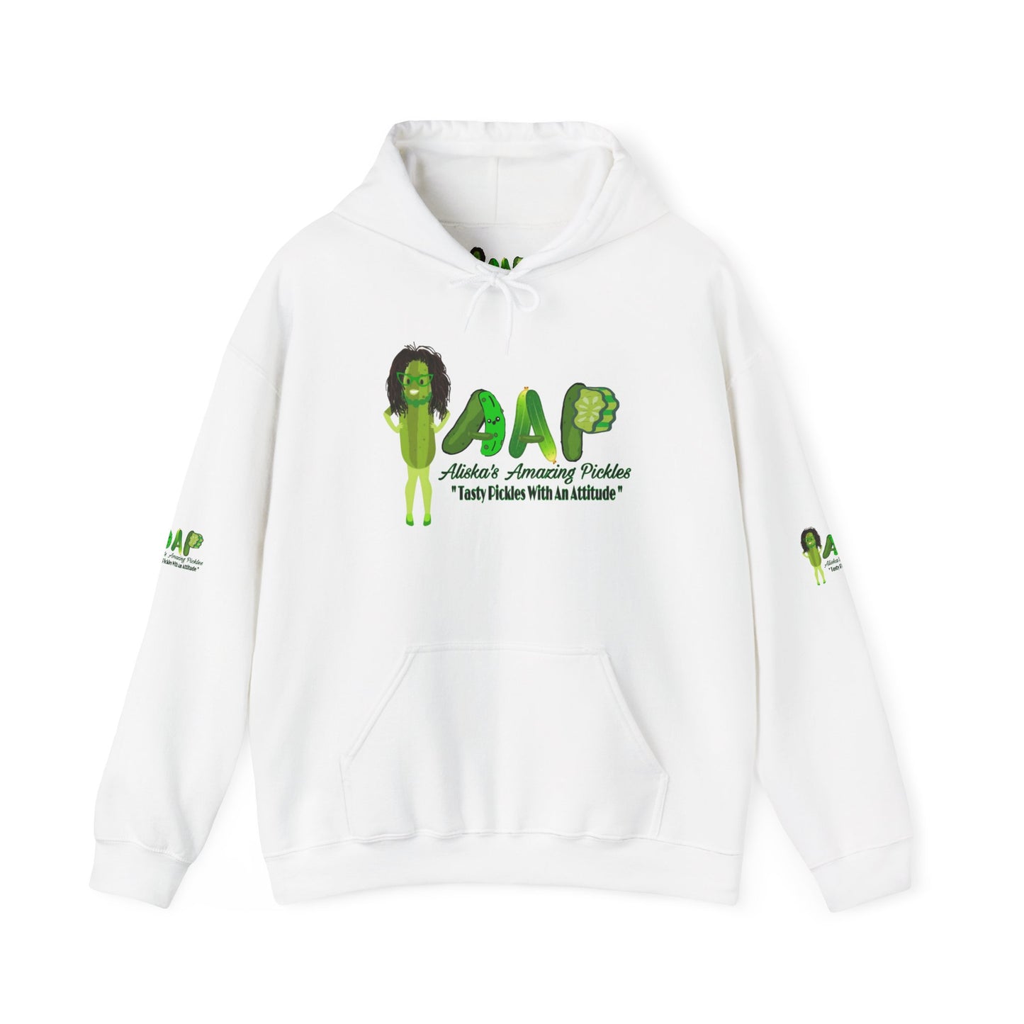 Aliska's Amazing Pickles Unisex Hoodie Sweatshirt, Funny Pickle Lover Gift, Foodie Apparel, Pickle Theme Clothing, Food Pun Sweatshirt