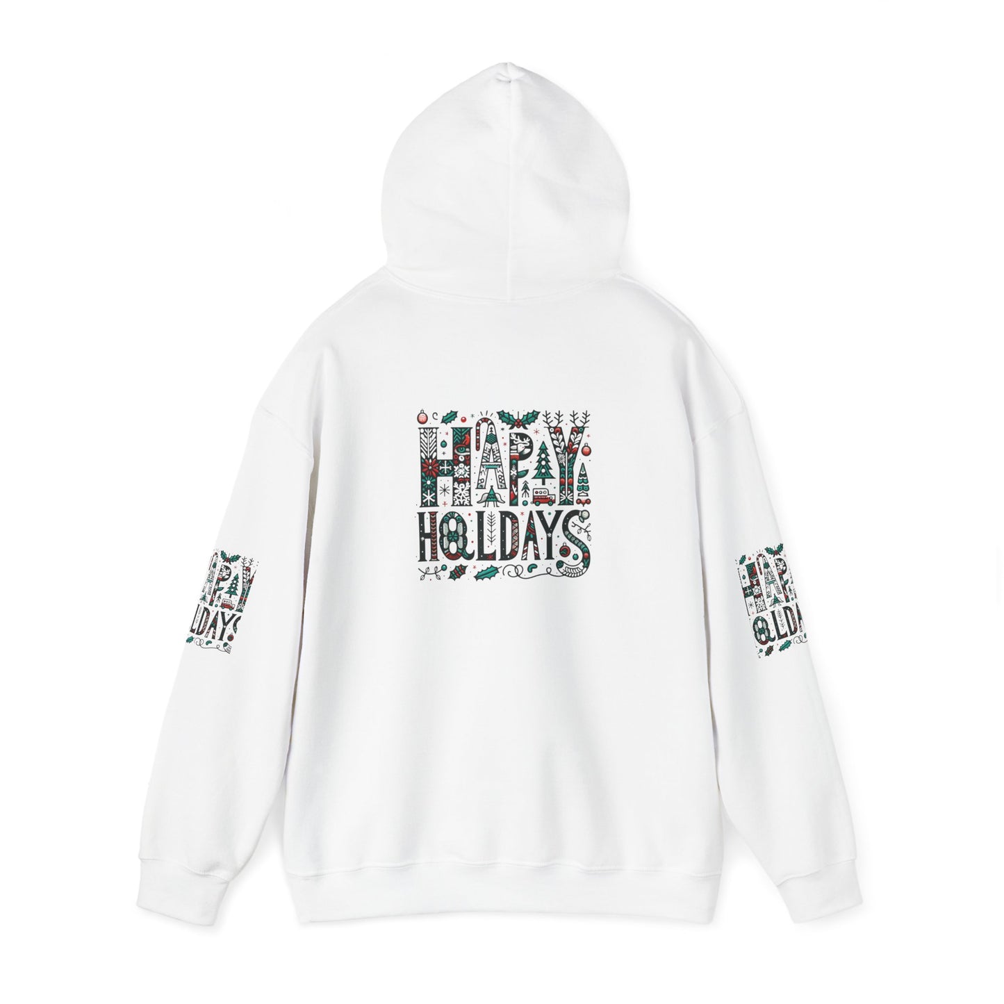 Happy Holidays Hoodie, Christmas Sweatshirt, Seasonal Apparel, Festive Jumper, Winter Hooded Top