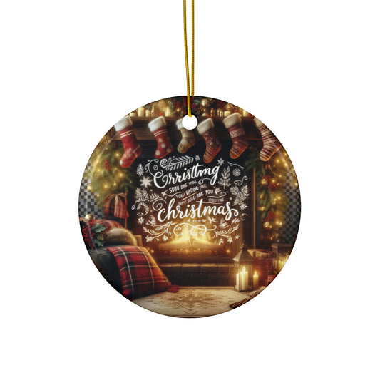 Ceramic Ornament - Fireplace Merry Christmas, Holiday Decor, Christmas Tree Decoration, Xmas Gift, Festive Ornament, Holiday Home Decor