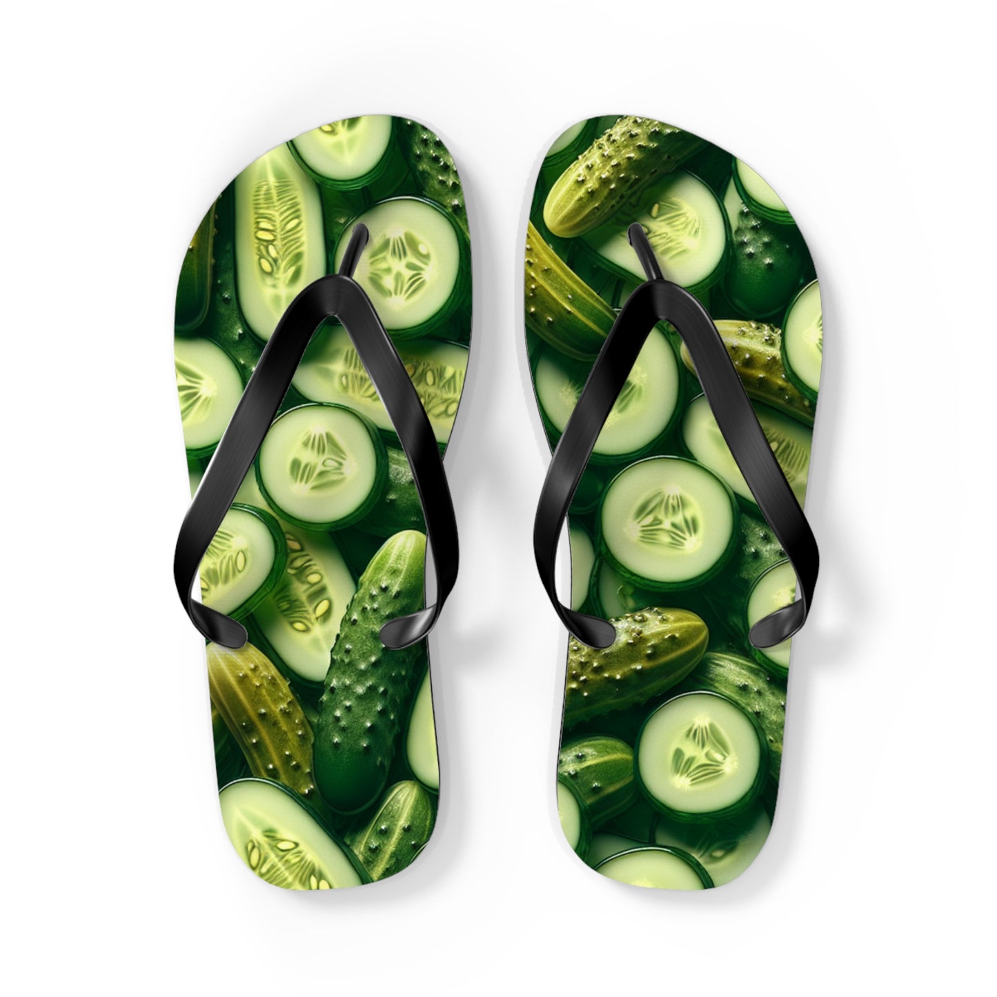 Pickling Pickle Lover Flip Flops - Pickle Themed Sandals, Pickle Fan Footwear, Foodie Gift Shoes, Summer Beach Flip Flops, Funny Food Lover