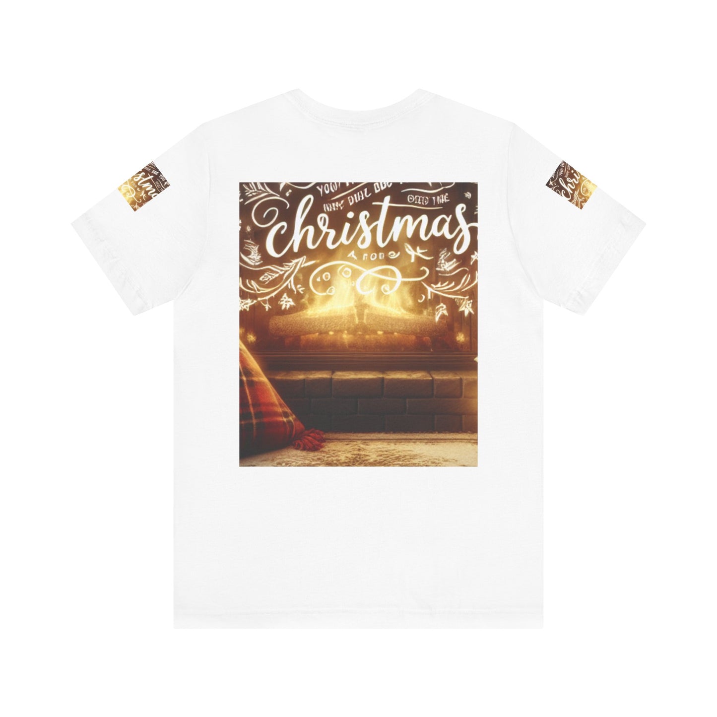 Christmas Fire Burning Unisex Tee, Holiday Scene Shirt, Festive Short Sleeve Top, Winter Season Apparel, Xmas Flames Clothing