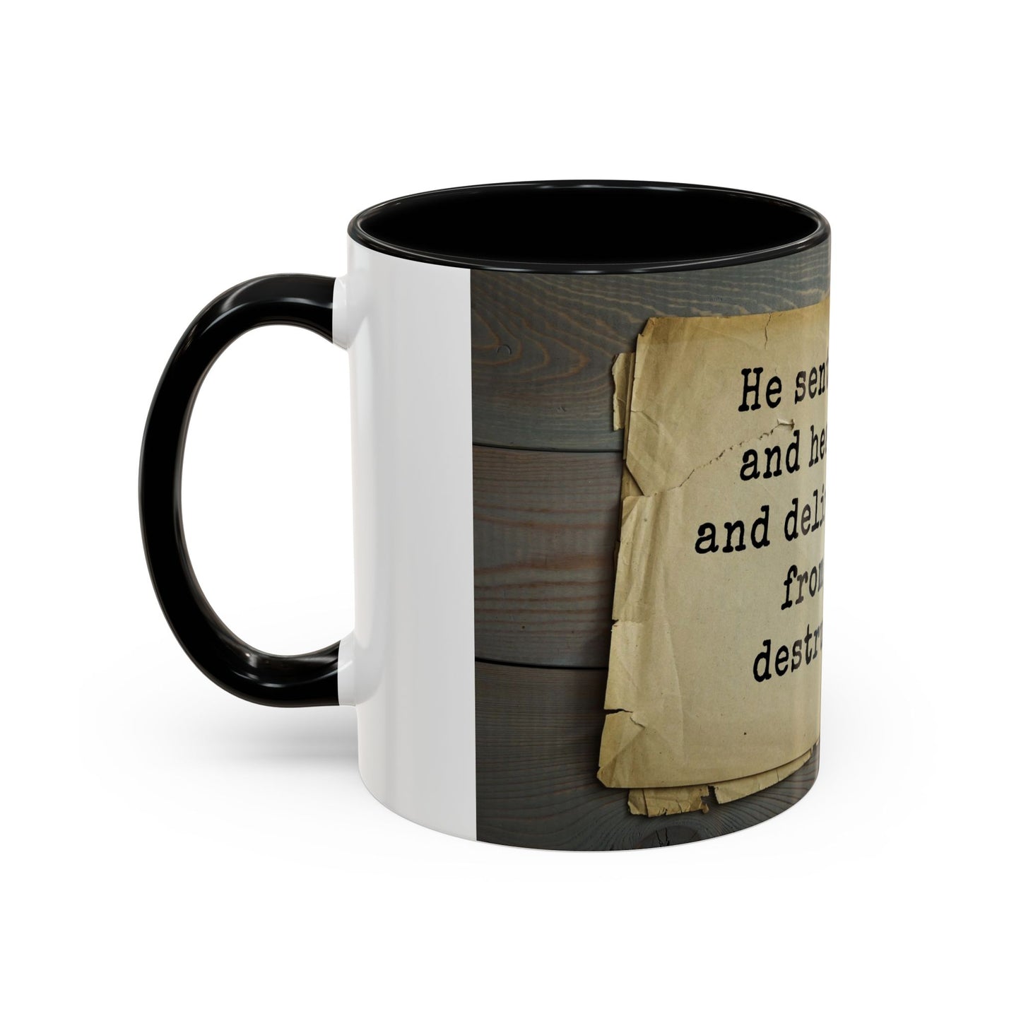 Psalma 107:20 Bible Scripture Accent Coffee Mug, 11oz