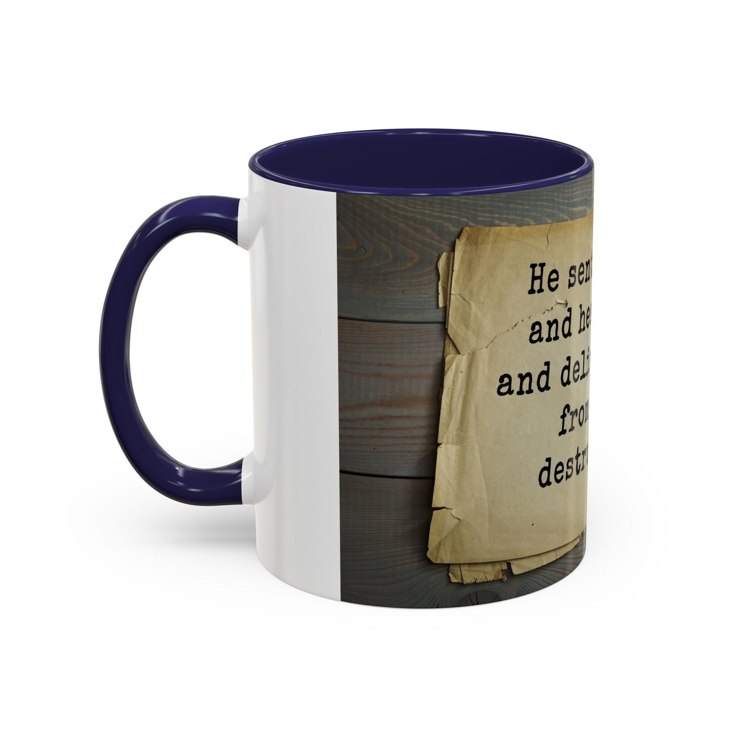 Psalma 107:20 Bible Scripture Accent Coffee Mug, 11oz