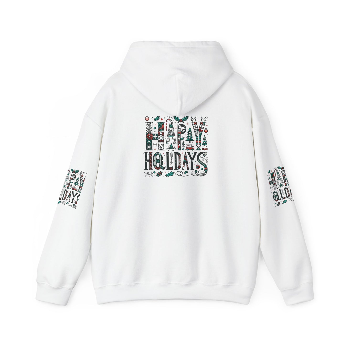 Happy Holidays Hoodie, Christmas Sweatshirt, Seasonal Apparel, Festive Jumper, Winter Hooded Top