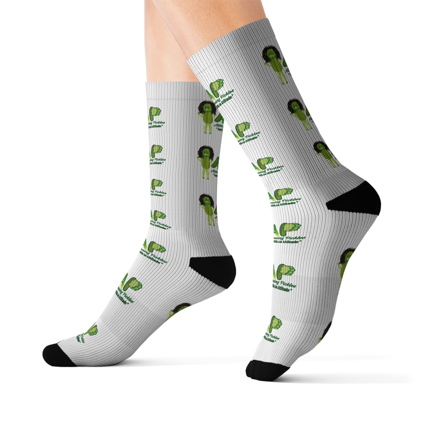 Sublimation Socks Aliska's Amazing Pickles Tasty Pickles with an Attitude, Comfortable Socks for Pickle Lovers, Fun Pickle Print Socks,