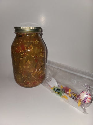 Ms. Spontaneous Sweet Hot Garlic with Roasted Peppers Pickles